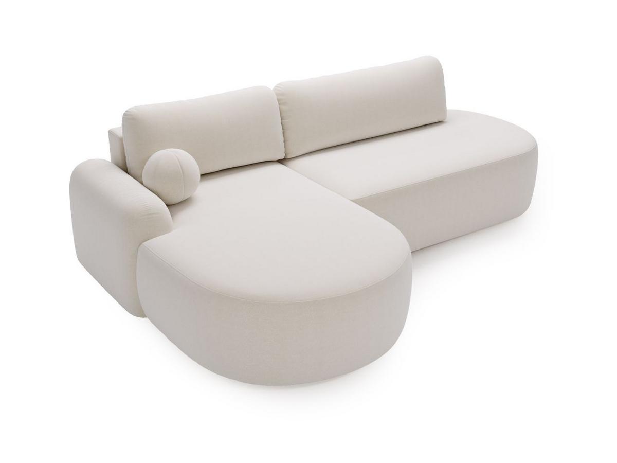 ECKSOFA Aurio O Bouclé-Stoff Weiß Links - Weiß, Holz/Textil (271/177cm) - Graingold