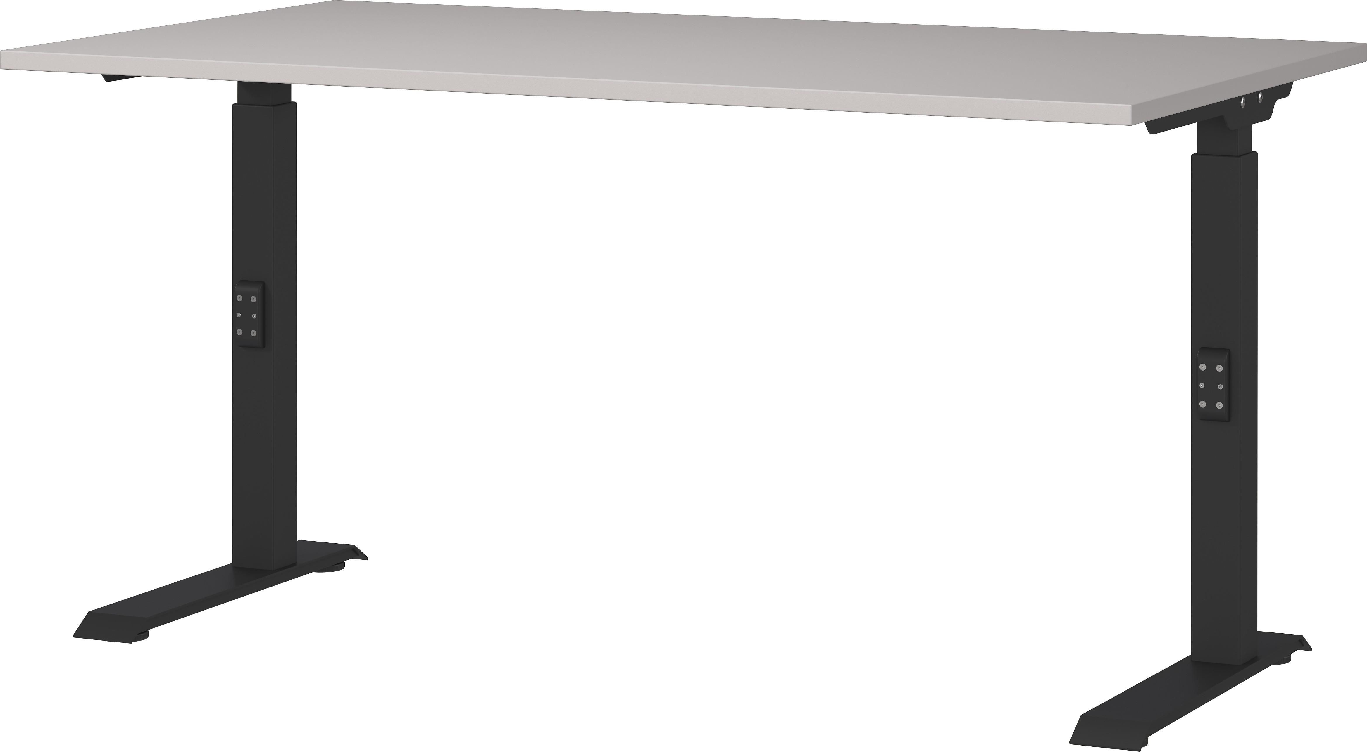SCHREIBTISCH höheneinstellbar "Stuttgart" 68-91cm Kaschmir/Schwarz 140x80cm, C-Fuß - Beige, Holzwerkstoff/Metall (80/140/91cm) - KADIMA DESIGN