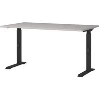 SCHREIBTISCH höheneinstellbar "Stuttgart" 68-91cm Kaschmir/Schwarz 140x80cm, C-Fuß - Beige, Holzwerkstoff/Metall (80/140/91cm) - KADIMA DESIGN