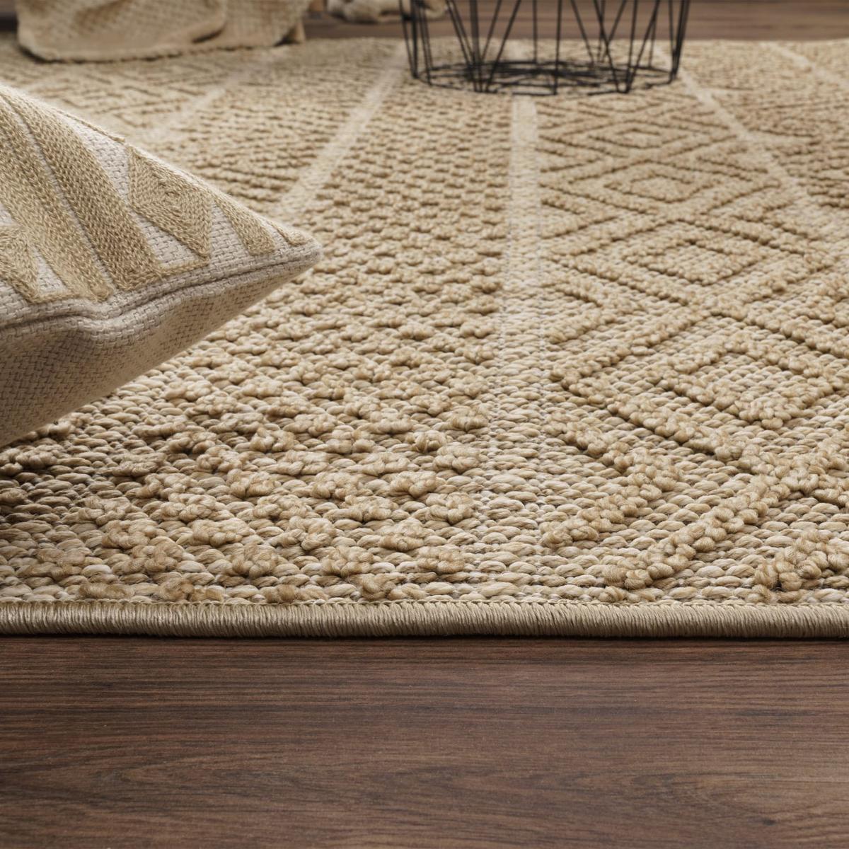 KURZFLORTEPPICH, mit Struktur, Florhöhe 7 mm, Natur, 120 x 160 cm - Beige, Textil (120/160cm) - KADIMA DESIGN