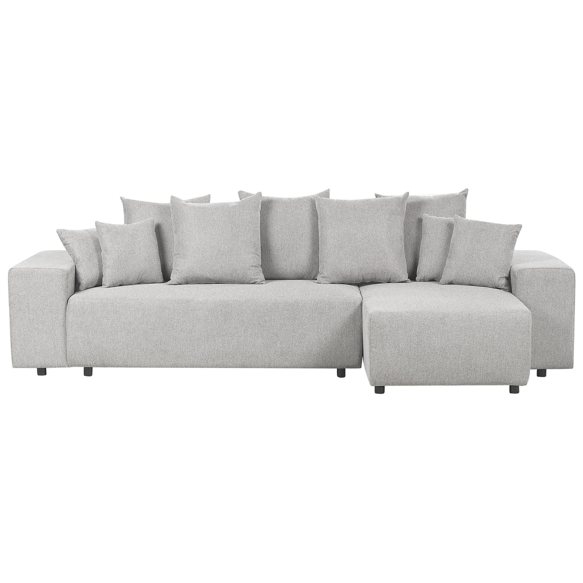 3-SITZER-ECKSOFA hellgrau rechtsseitig mit Schlaffunktion Stauraum Luspa - Schwarz/Grau, Textil (294/130cm) - Beliani