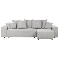 3-SITZER-ECKSOFA hellgrau rechtsseitig mit Schlaffunktion Stauraum Luspa - Schwarz/Grau, Textil (294/130cm) - Beliani