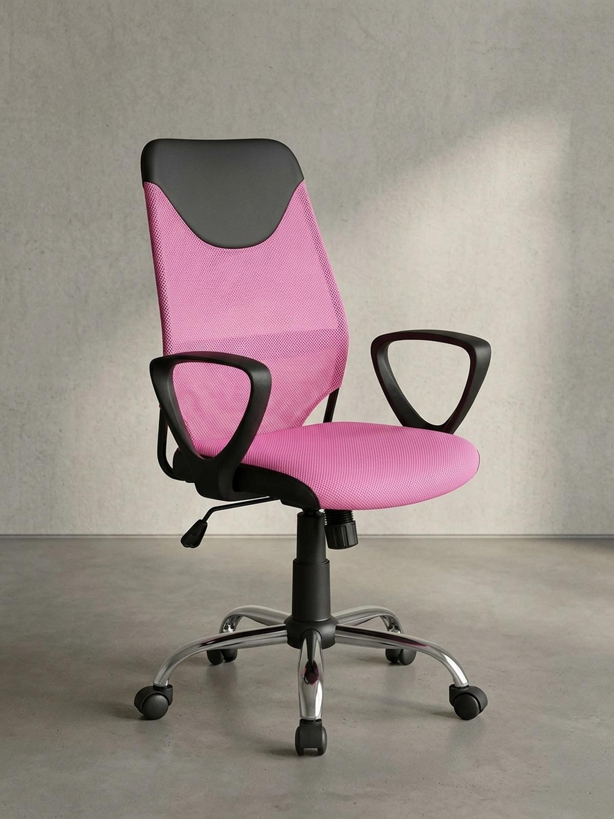 JUGENDDREHSTUHL Nylon Ergonomisch Höhenverstellbar DAVOS, Rosa 60x60x101 cm - Silberfarben/Schwarz, Textil/Metall (60/101/60cm) - KADIMA DESIGN