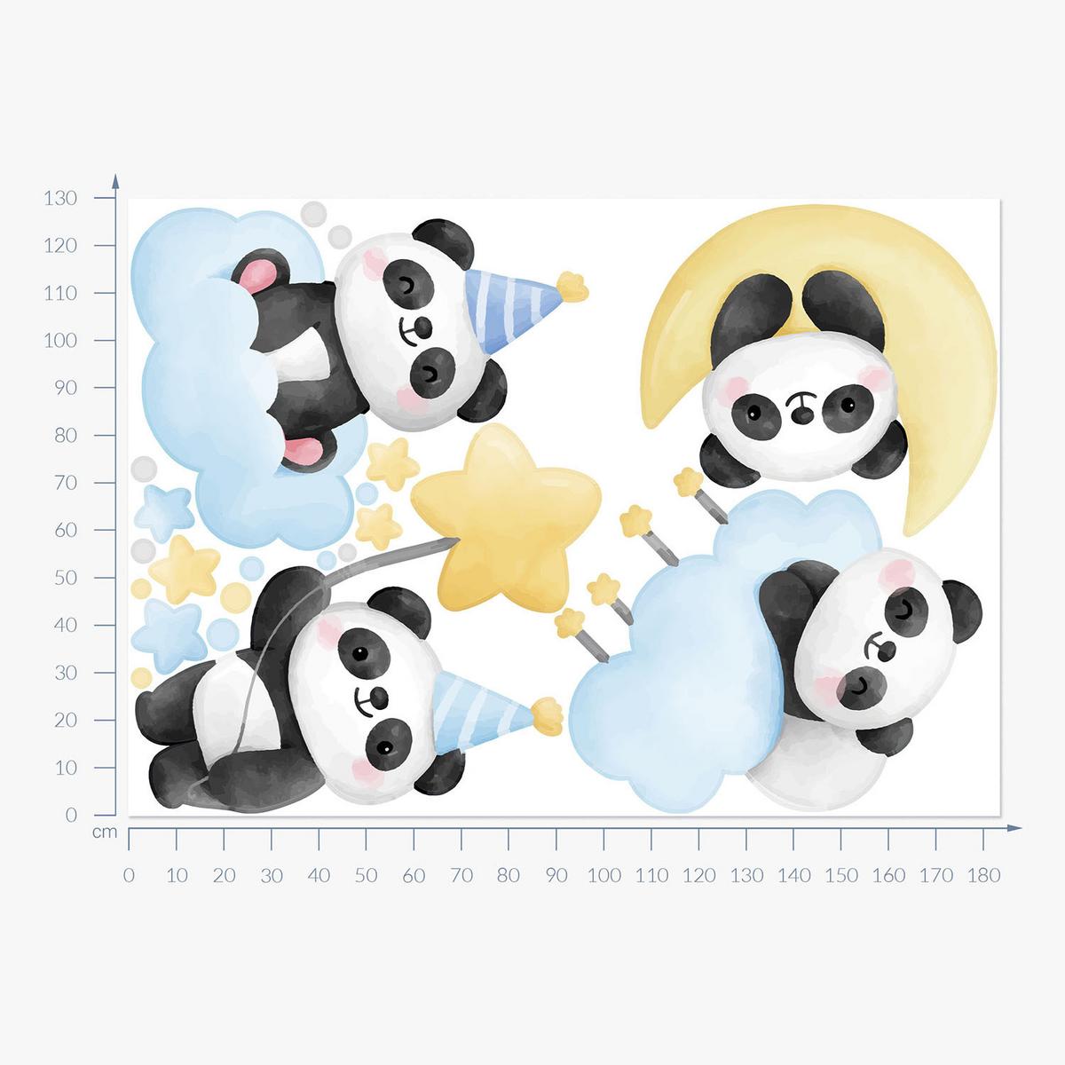 WANDAUFKLEBER 130x183cm - Pandabären - Multicolor, Kunststoff (130/183/0.1cm) - Wallfluent