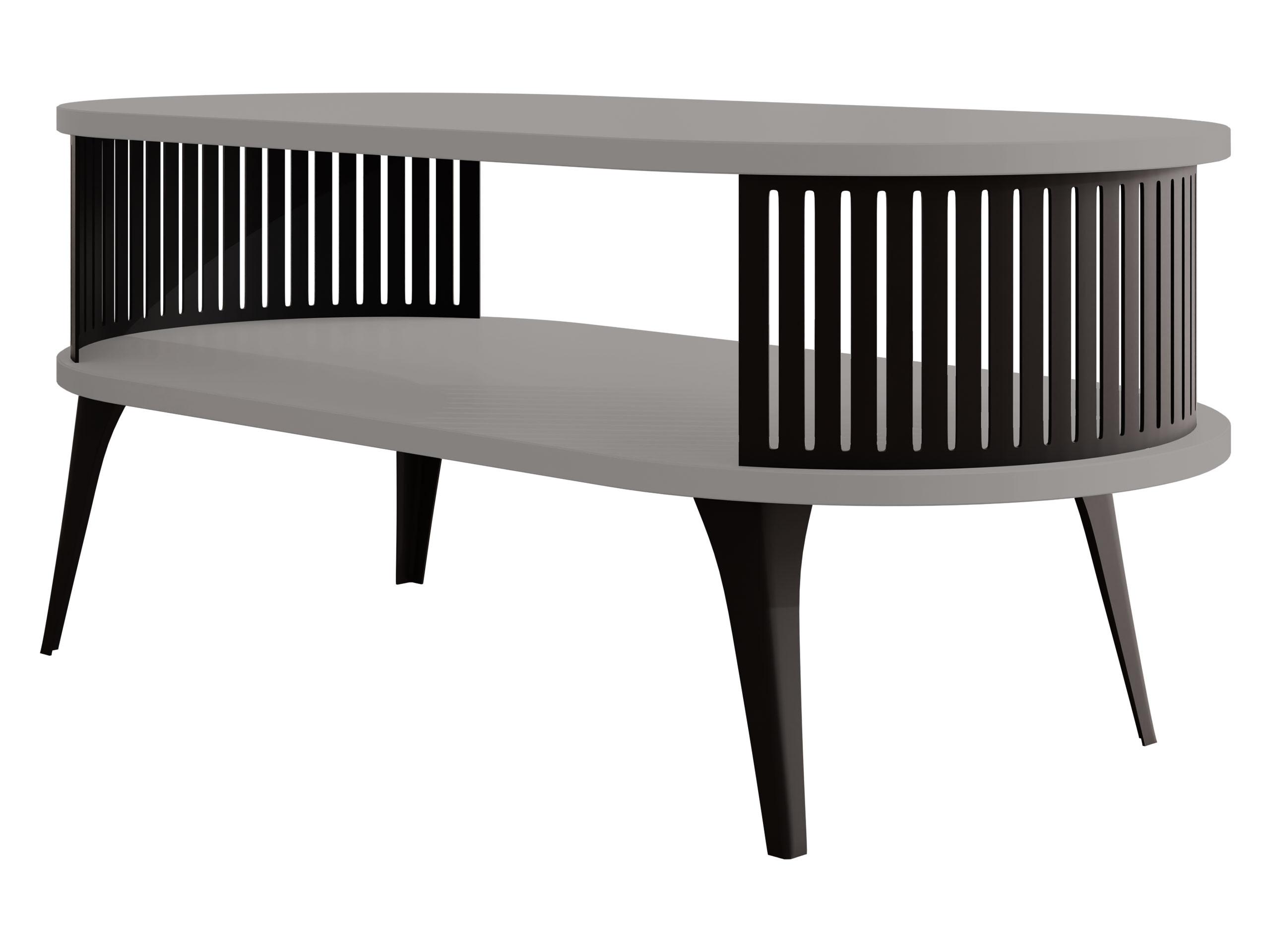 COUCHTISCH Roenni Oval - Schwarz/Grau, Holzwerkstoff/Metall (100/50/44cm) - MIRJAN24