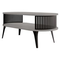 COUCHTISCH Roenni Oval - Schwarz/Grau, Holzwerkstoff/Metall (100/50/44cm) - MIRJAN24