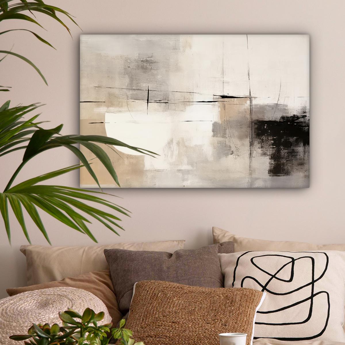 LEINWANDBILD Abstrakt - Kunst - Grau Gemälde 60x40 cm - Hellgrau, Textil (60/40cm) - MuchoWow
