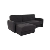 ECKSOFA Lupo Graphit Mikrofaser - Graphitfarben/Schwarz, Holz/Kunststoff (232/147cm) - S-Style Möbel