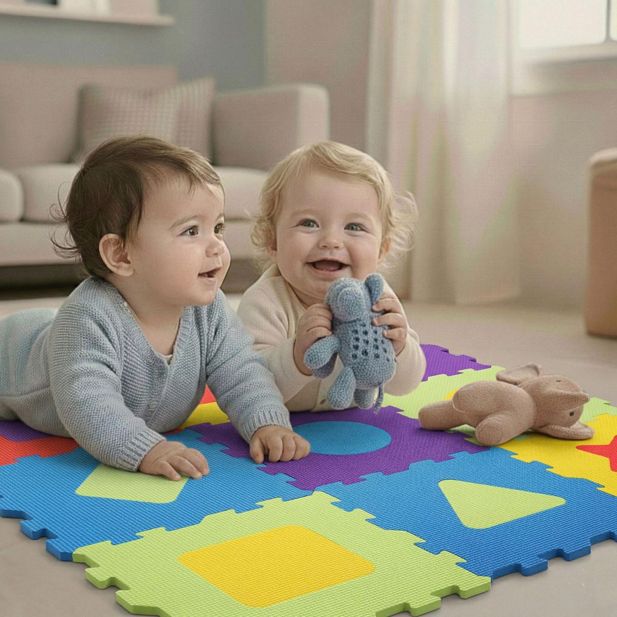 SPIELMATTE ab Null 90 cm Baby Puzzlematte Formen - Multicolor, Kunststoff (30/30cm) - Littletom