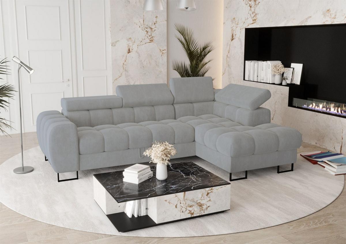 ECKSOFA Bastien Mit Schlaffunktion - Grau, Holzwerkstoff/Textil (260/170cm) - Fun Möbel