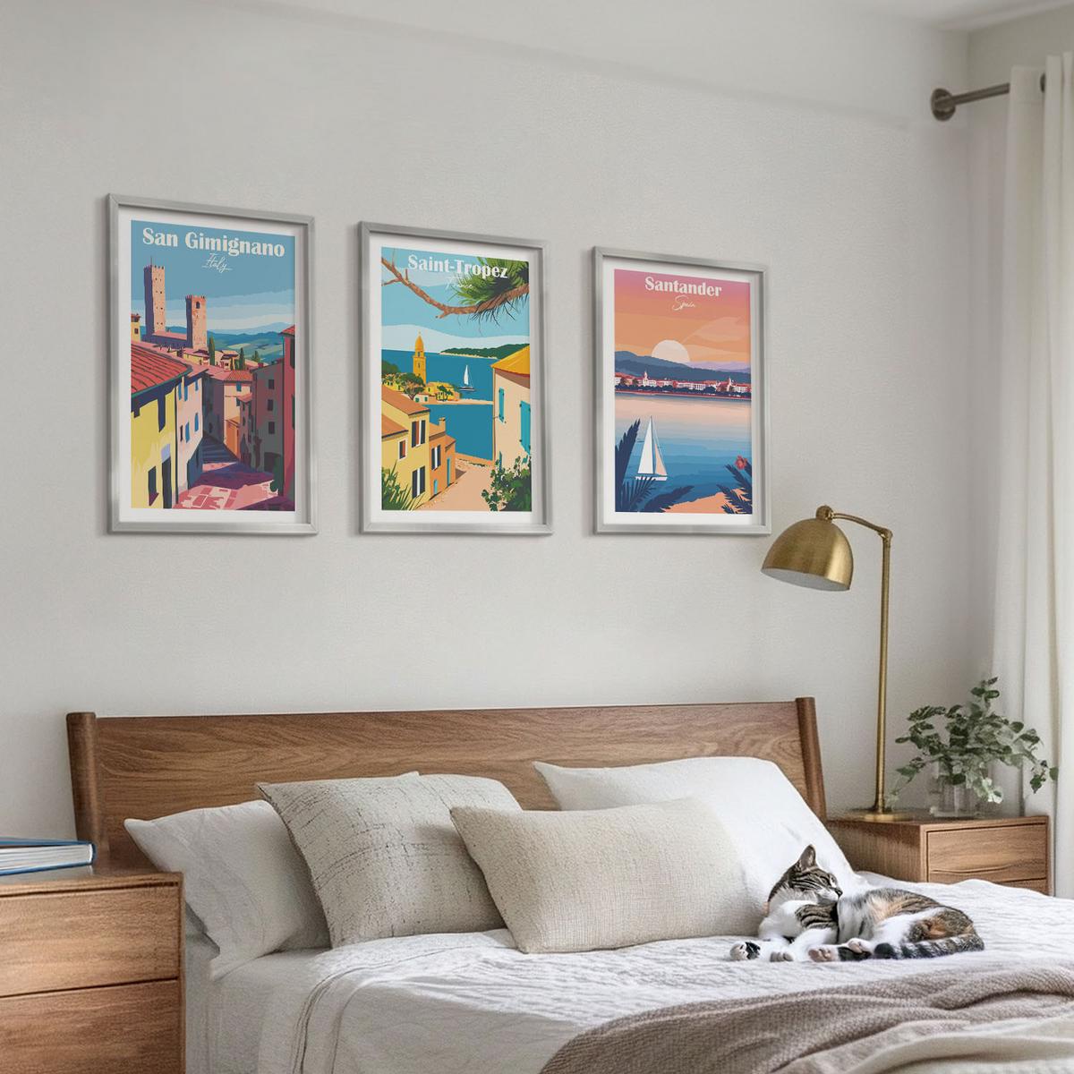 BILDER SET 3er Set - 40x60 cm Silberner Rahmen - Italienische Stadtlandschaften - Silberfarben, Kunststoff (40/60cm) - TULUP