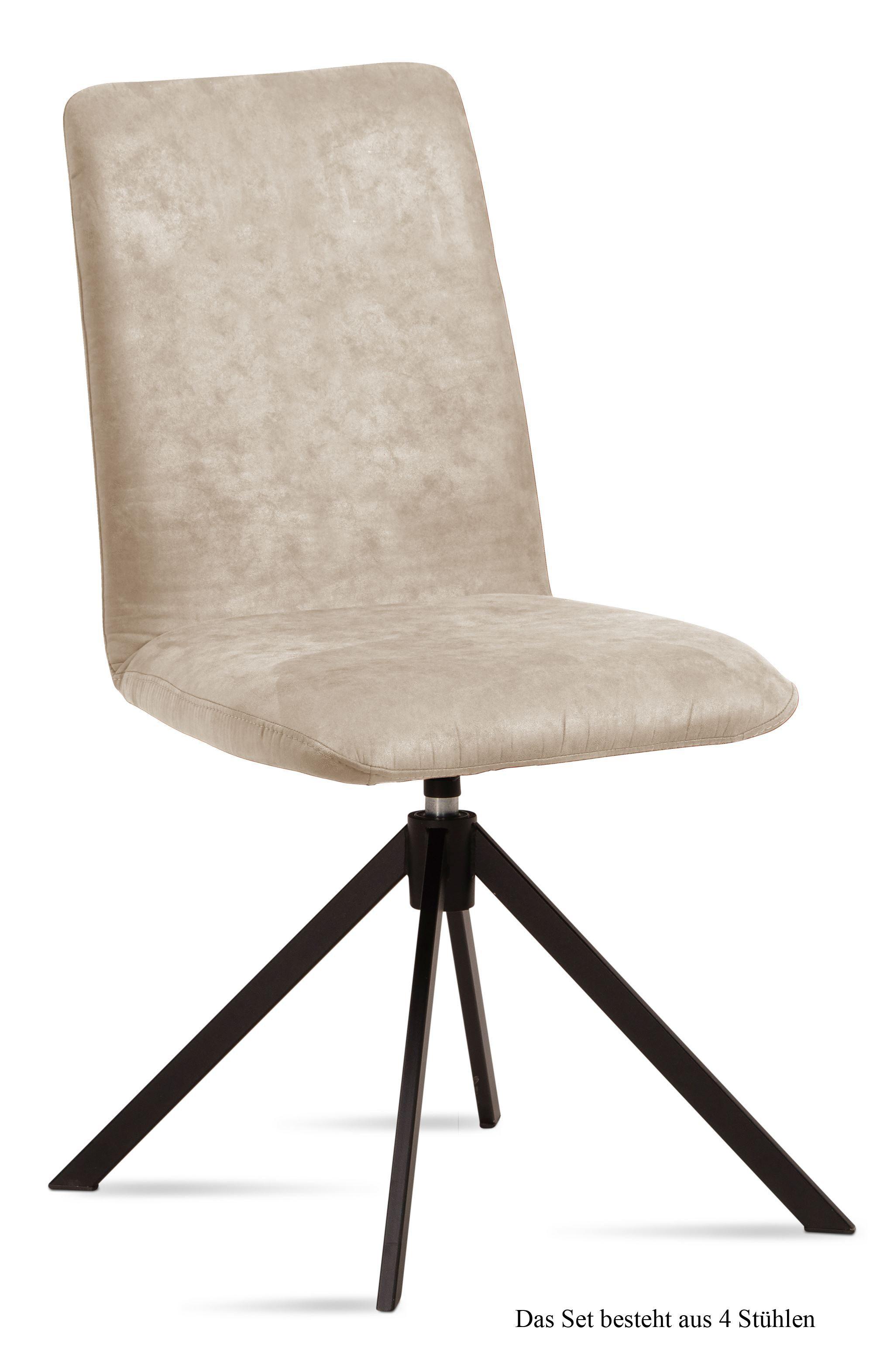 ESSZIMMERSTUHL drehbar (4er-Set) Deanne 47x92x60 Schwarz/Natur - Schwarz/Naturfarben, Kunststoff (60/92/47cm) - 58aufmkessel