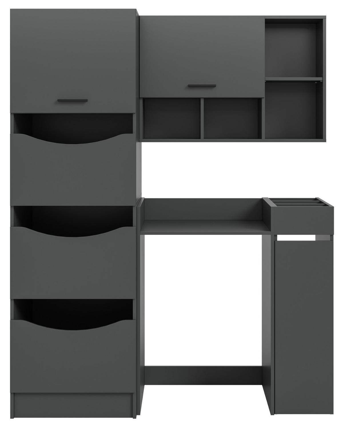 WASCHMASCHINENSCHRANK grau Set 4-teilig 155 x 196 cm, modernes Design - Schwarz/Grau, Holzwerkstoff/Kunststoff (155/196/68cm) - Inn.Furn