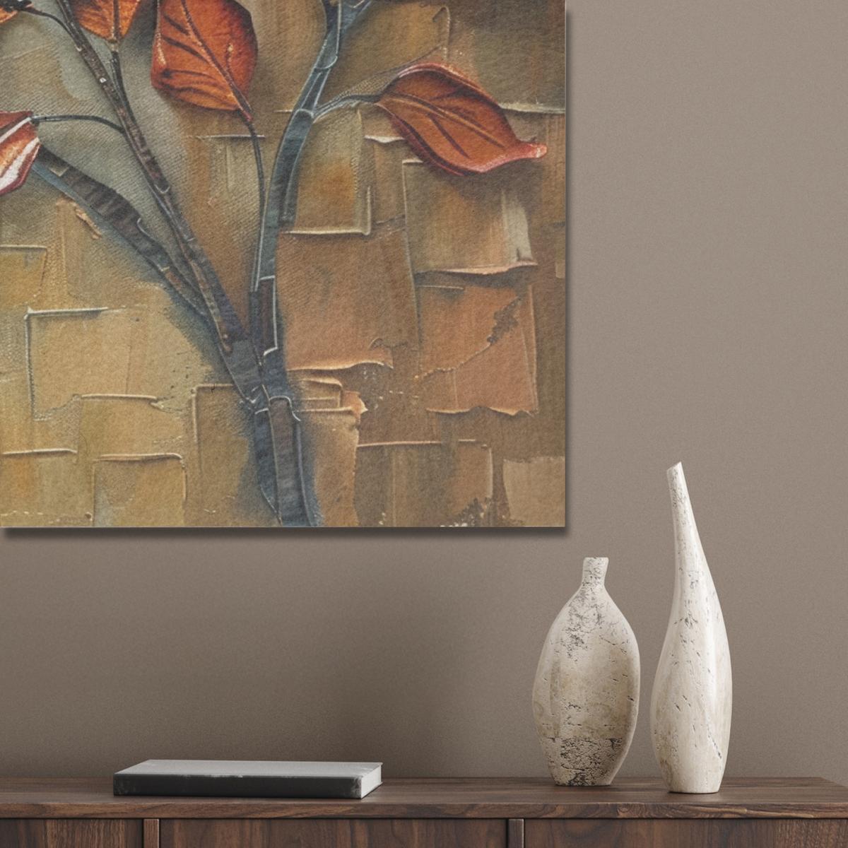 AKUSTIKBILD Baum - Abstrakt - Natur - Kunst Wandbild Wohnzimmer 100x70 cm - Goldfarben, Kunststoff (100/70/0.9cm) - MuchoWow