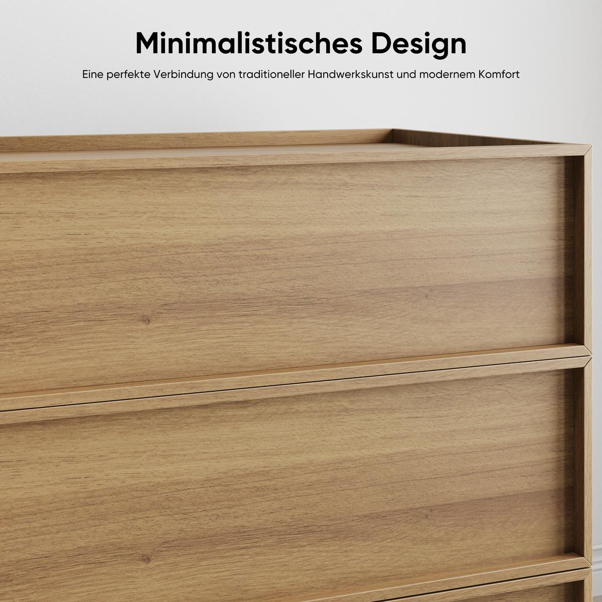 NACHTTISCH 80 cm Eiche – Nachtkommode mit 3 Schubladen & Kippsicherung - Eichefarben, Holzwerkstoff (80/78/48cm) - Urban Meuble