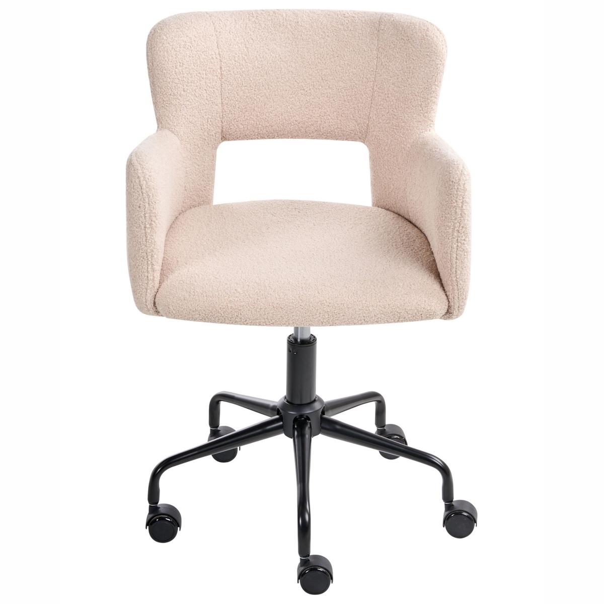 SCHREIBTISCHSTUHL Beige Sanilac - Beige/Schwarz, Textil (62/71/62cm) - Beliani