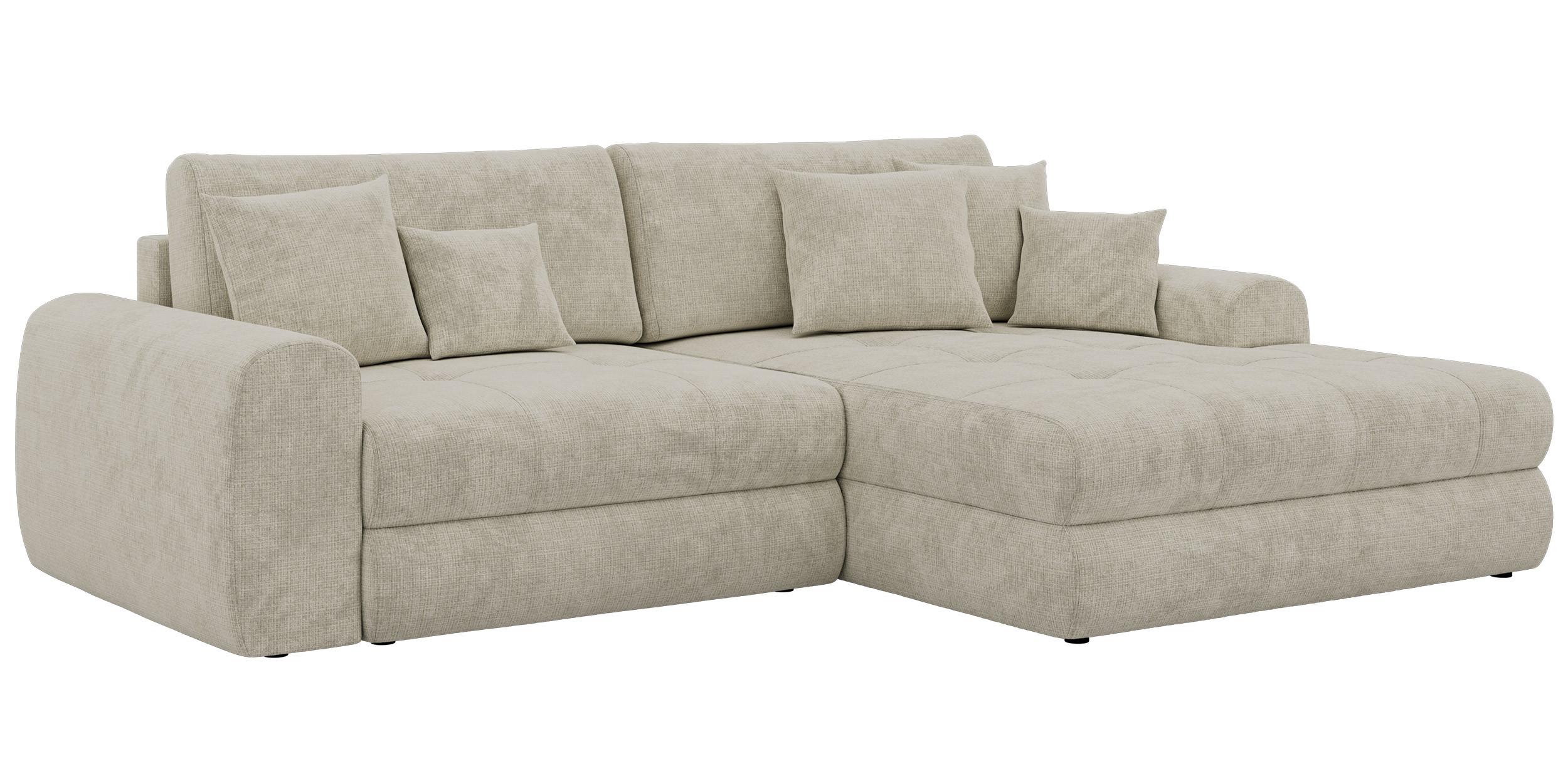 ECKSOFA ARELIA L - Creme Schenille grob gewebt - Links Seite - Creme/Schwarz, Kunststoff/Textil (292/205cm) - MKS