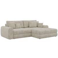 ECKSOFA ARELIA L - Creme Schenille grob gewebt - Links Seite - Creme/Schwarz, Kunststoff/Textil (292/205cm) - MKS