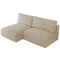 ECKSCHLAFSOFA VIVO L Creme Plüsch - links - Creme/Schwarz, Kunststoff/Textil (223/150cm) - MKS