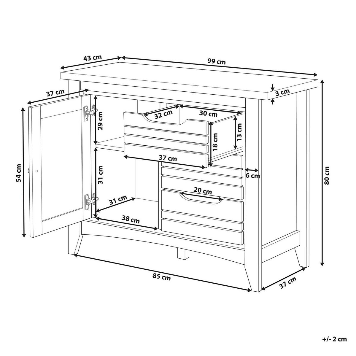SIDEBOARD mit 2 Türen Braun Agora - Braun, Holzwerkstoff (99/80/43cm) - Beliani