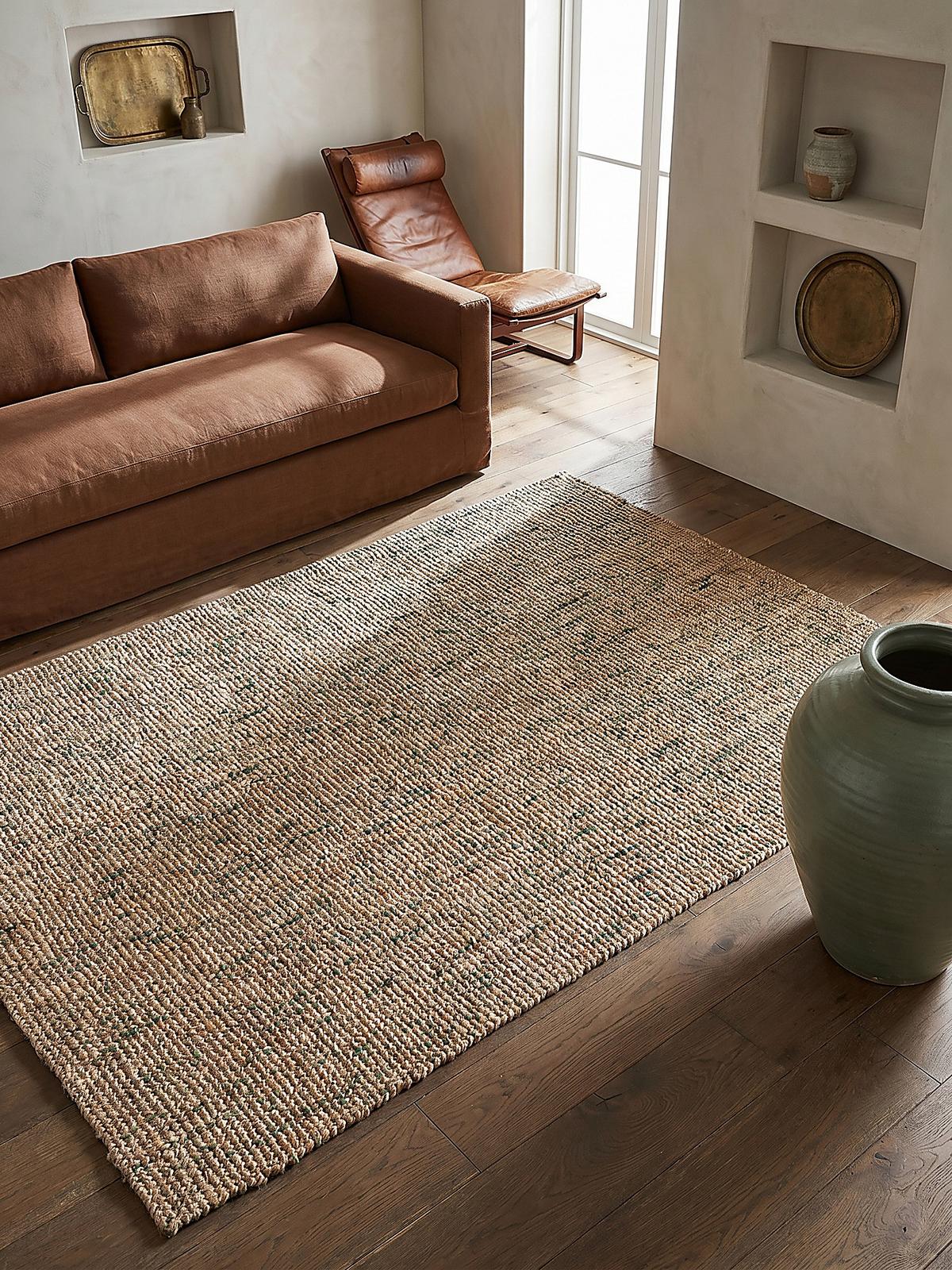 JUTETEPPICH handgewebt ERME, in Naturjute, Natur-Grün, 160 x 230 cm - Beige, Textil (230/160cm) - KADIMA DESIGN