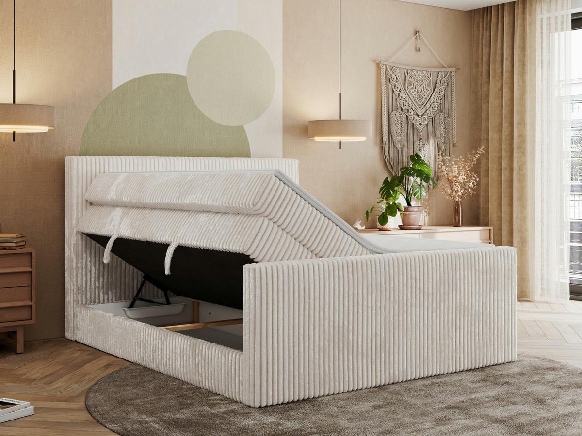 BOXSPRINGBETT TILIANO KING DUO 140/200 - Beige Cord - H4 - Beige, Textil (140/200cm) - MKS