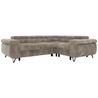 ECKSOFA FALCO L - Hellbraun Cord - Rechts Seite - Hellbraun/Schwarz, Textil/Metall (268/197cm) - MKS