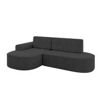 ECKSOFA mit Schlaffunktion und Bettkasten Ottomane Links MARI-L1-S - 283x167x73 cm Dunkelgrau Velours - Dunkelgrau/Schwarz, Holzwerkstoff/Kunststoff (283/167cm) - ALTDECOR