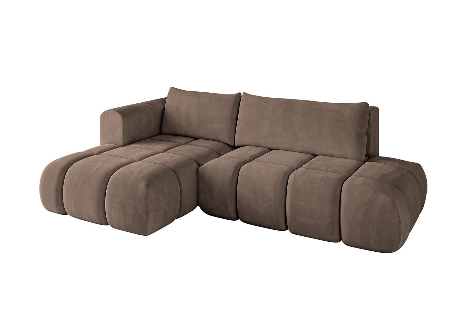 ECKSOFA Ottomane Links CLOUD-L 280x185x90 Braun Velours - Braun, Holzwerkstoff/Kunststoff (180/289cm) - ALTDECOR