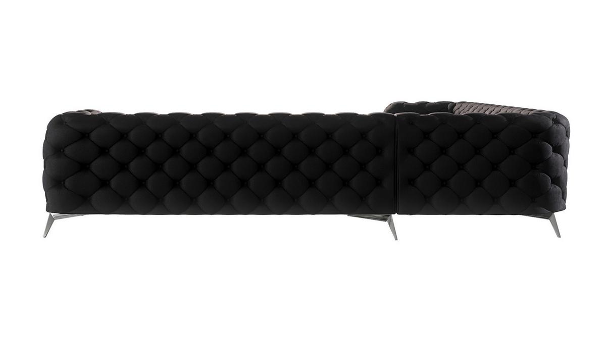 ECKSOFA Chesterfield Laura Schwarz Samt - Silberfarben/Schwarz, Holz/Textil (323/323cm) - S-Style Möbel