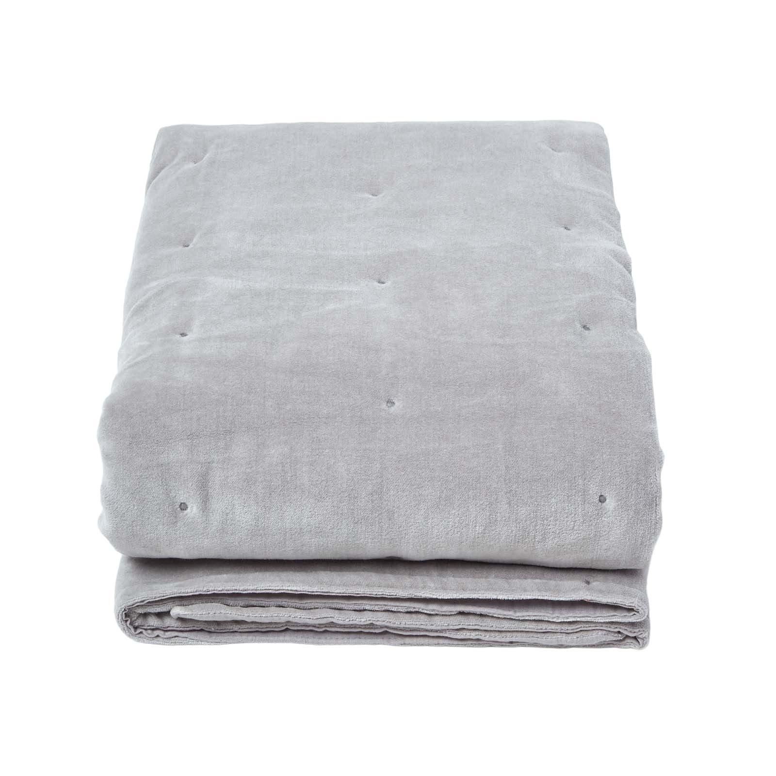 SAMT-KUSCHELDECKE 120/150 cm, Baumwolle wattiert - Hellgrau, Textil (125/150cm) - Homescapes