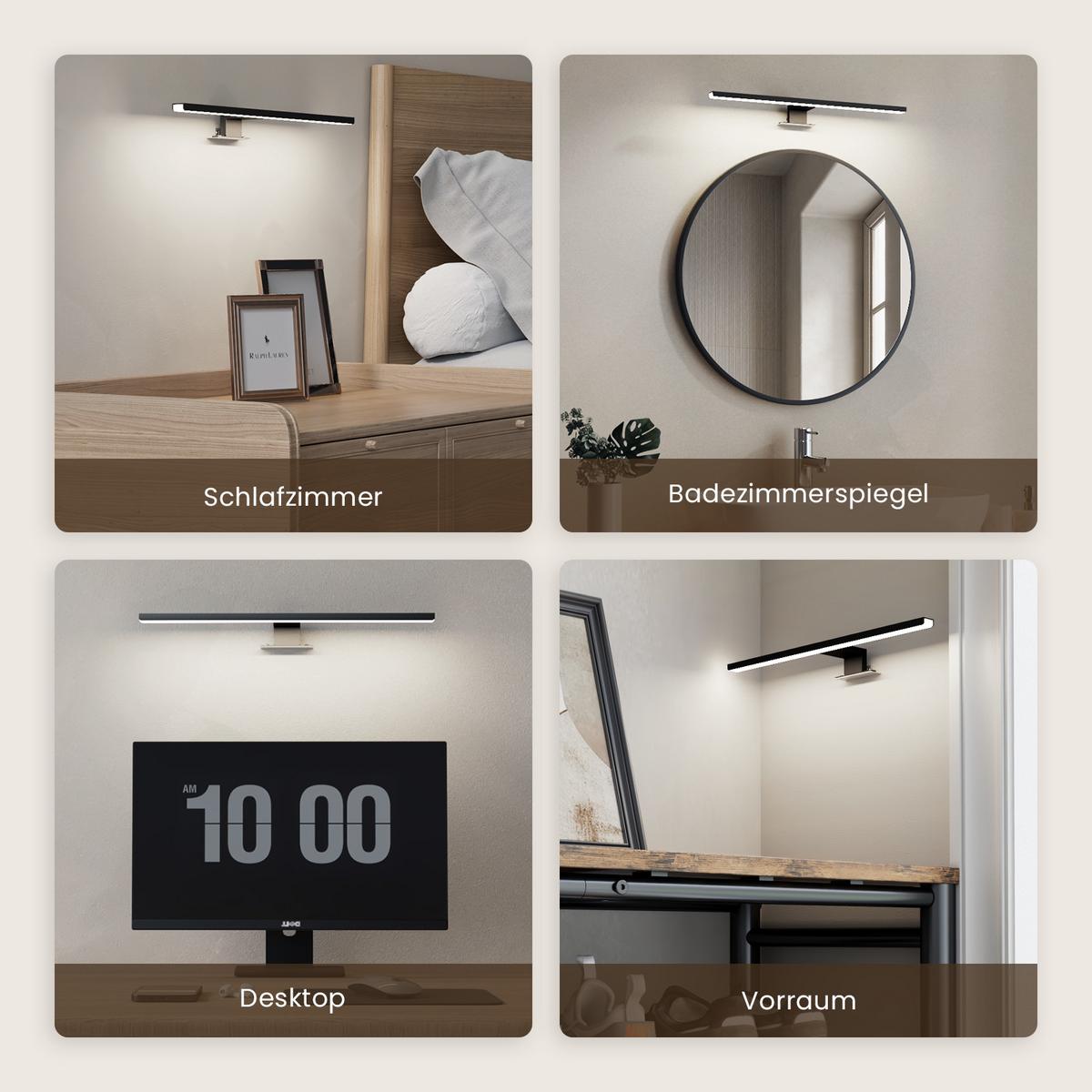 SPIEGELLEUCHTE LED Schwarz 6000K 40/10,5/4 cm - Schwarz, Kunststoff (4/40/10.5cm) - EMKE