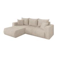 ECKSOFA mit Schlaffunktion Ottomane Links MILA-L 277x194x86 Beige Cord - Beige/Schwarz, Holzwerkstoff/Kunststoff (277/194cm) - ALTDECOR