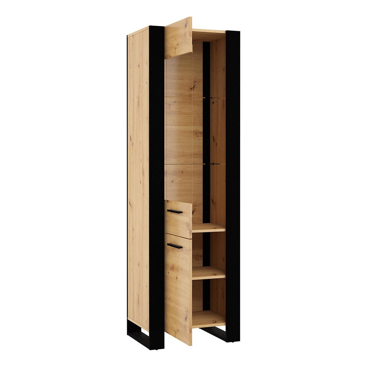 VITRINE Nouka Holz und Schwarz - Schwarz, Holzwerkstoff (58/188/45cm) - Petits-meubles