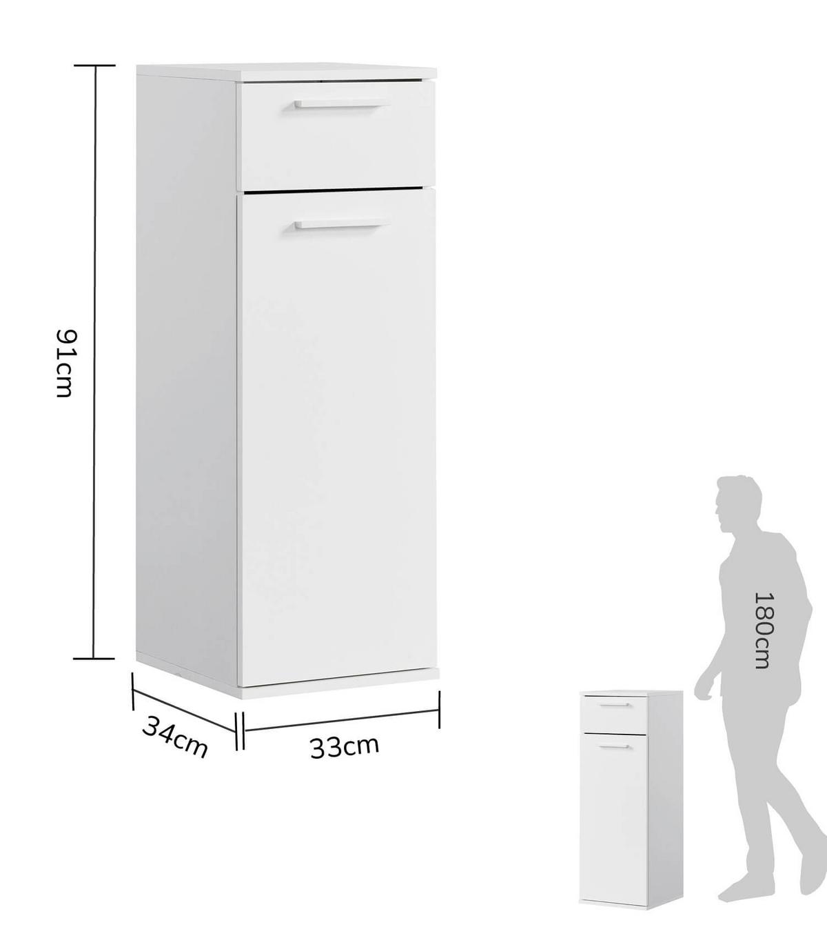 BAD-BEISTELLSCHRANK Der Matrose - Weiß, Holzwerkstoff (33/91/34cm) - Mokebo