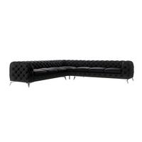 ECKSOFA Chesterfield Laura Schwarz Samt - Silberfarben/Schwarz, Holz/Textil (323/323cm) - S-Style Möbel