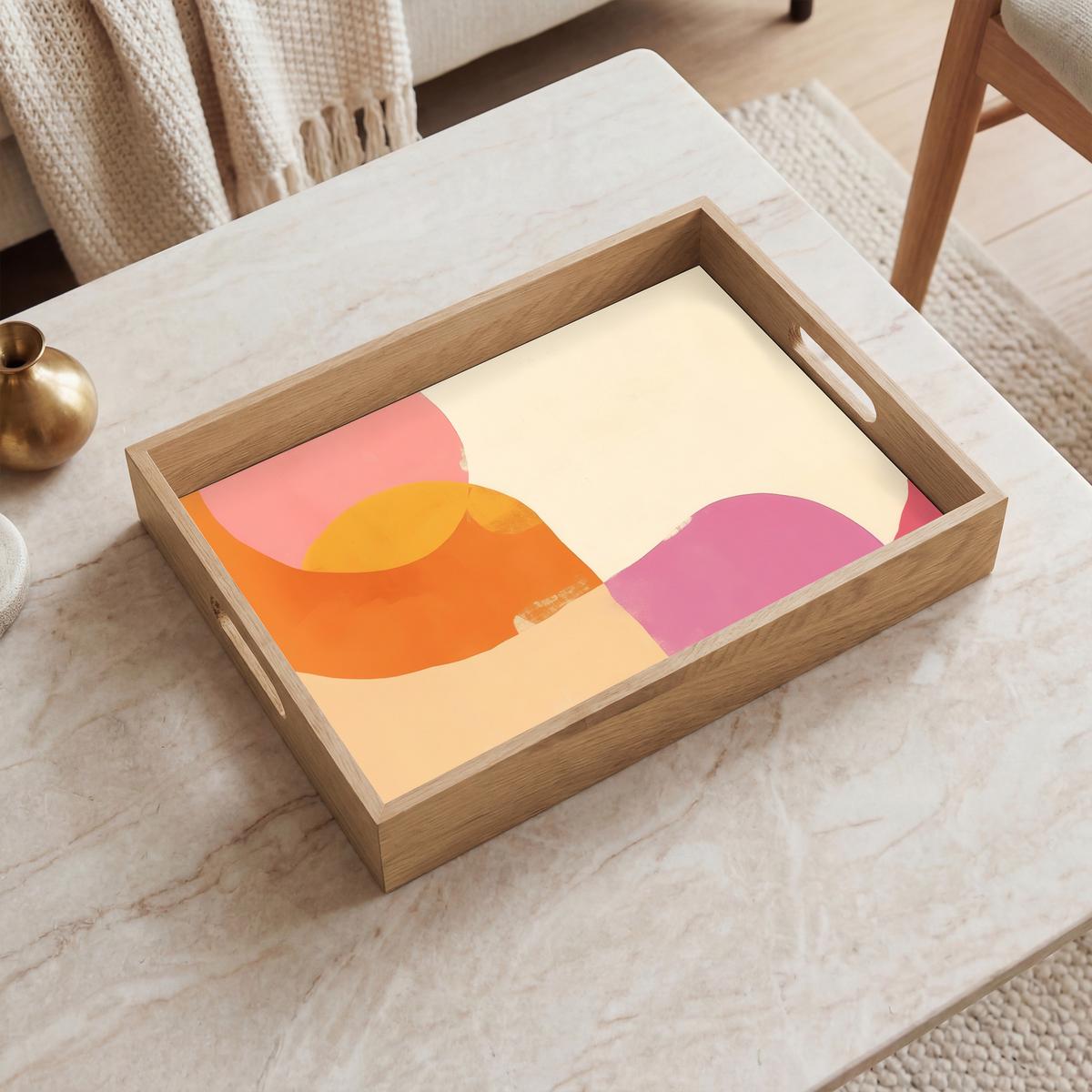 TABLETT Formen - Abstrakt - Farbenfroh 40x30 cm - Orange, Holz (40/5/5cm) - OnlyWow