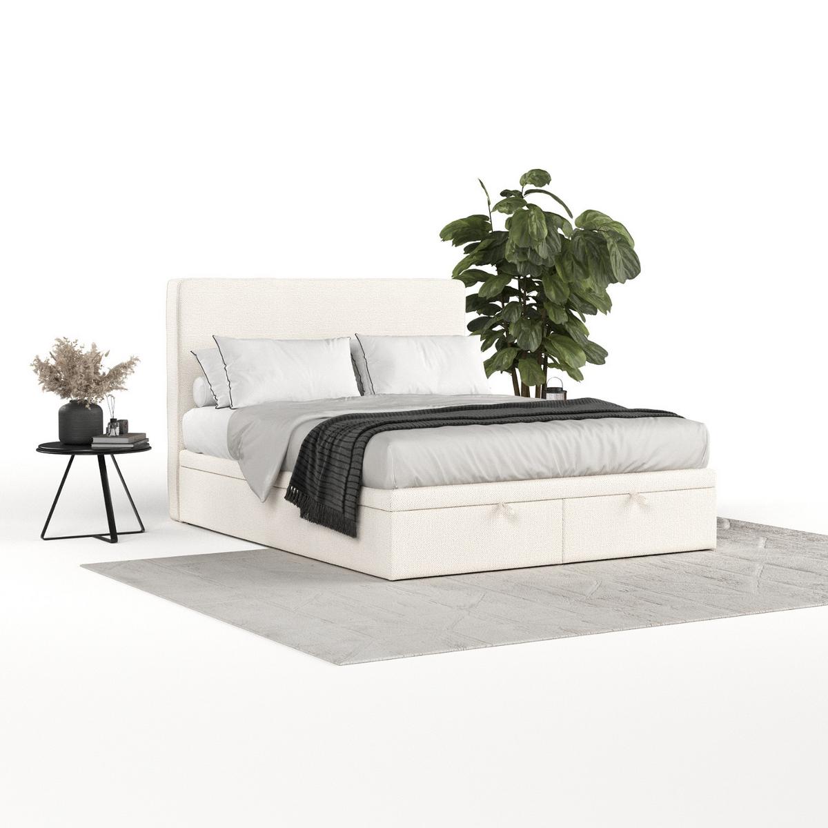 POLSTERBETT Hush mit Stauraum 140/200 cm Creme im Alta Stoff - Creme/Schwarz, Holz/Holzwerkstoff (140/200cm) - AltaBeds