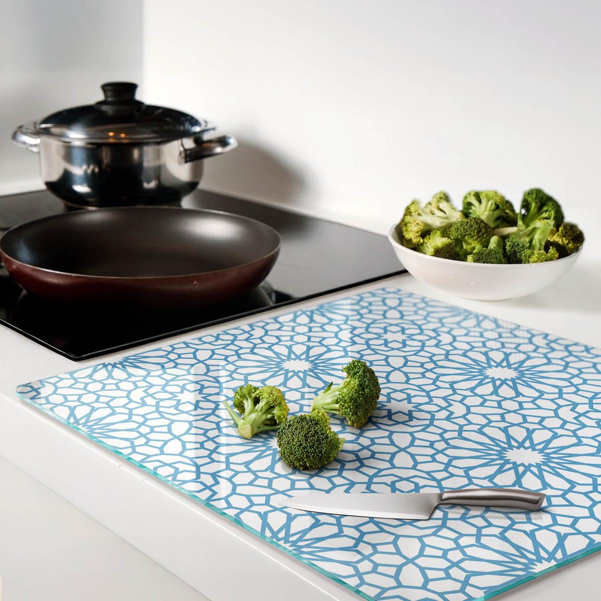 GLASPLATTE 60x52 cm Orientalisches Muster - Blau, Glas (60/0.4/52cm) - TULUP