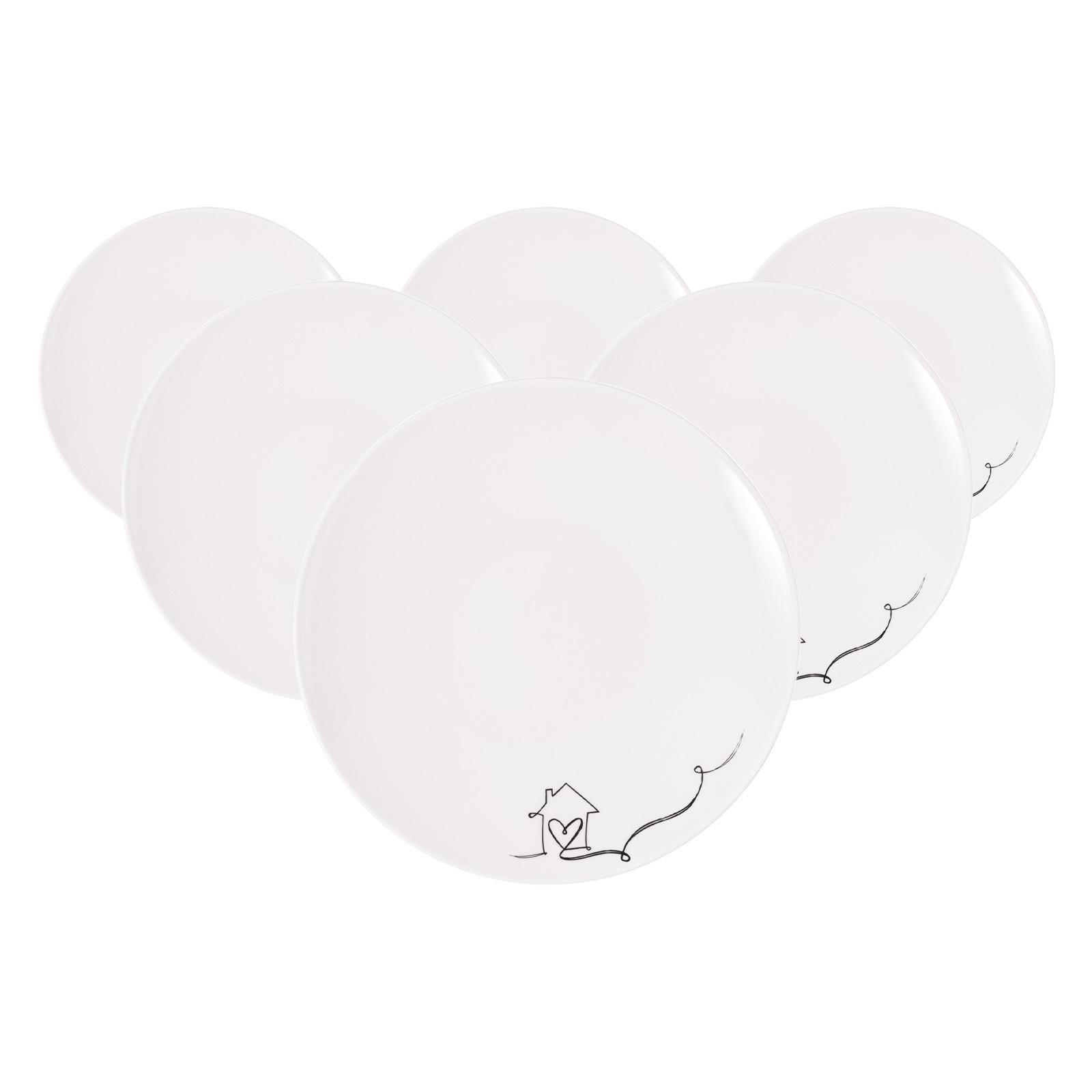 FRÜHSTÜCKSTELLER Statement Lines weiß ø 21,2 cm 6er Set - Weiß, Keramik (21.2cm) - Villeroy & Boch