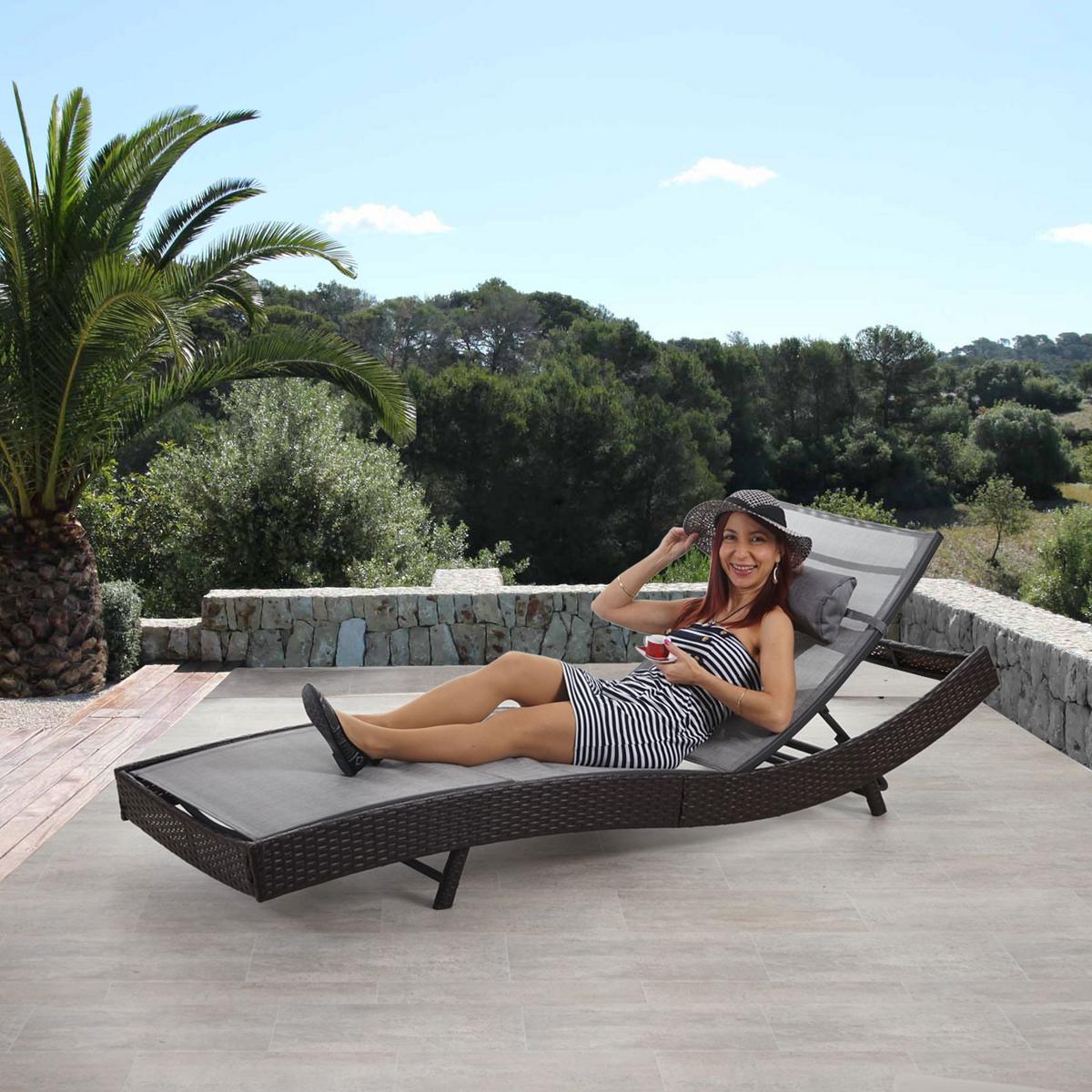 SONNENLIEGE Braun, Grau - Braun/Grau, Kunststoff (70/88/220cm) - MCW