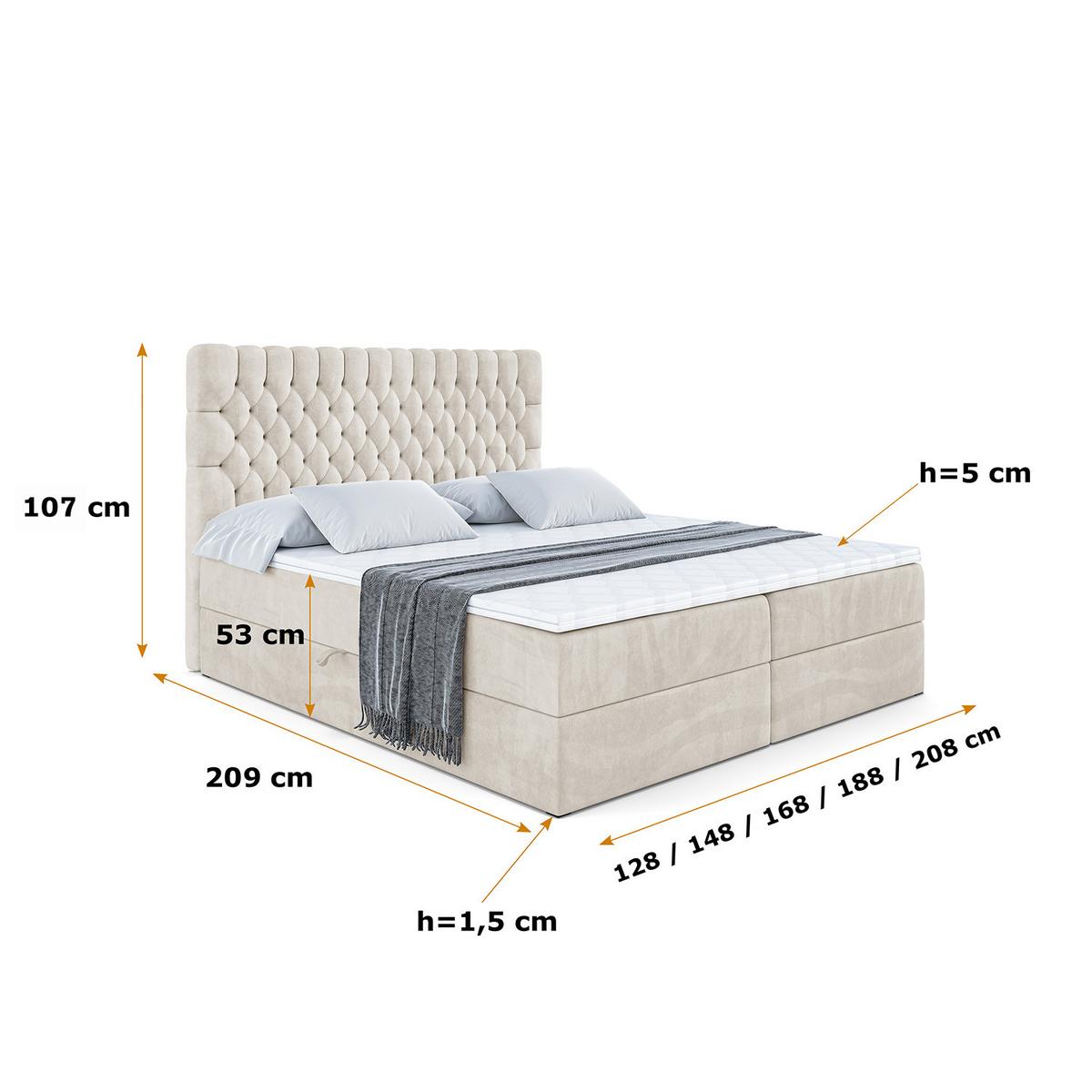 BOXBETT SERENE - 120x200 Creme - Creme, Holzwerkstoff (120/200cm) - ALTDECOR