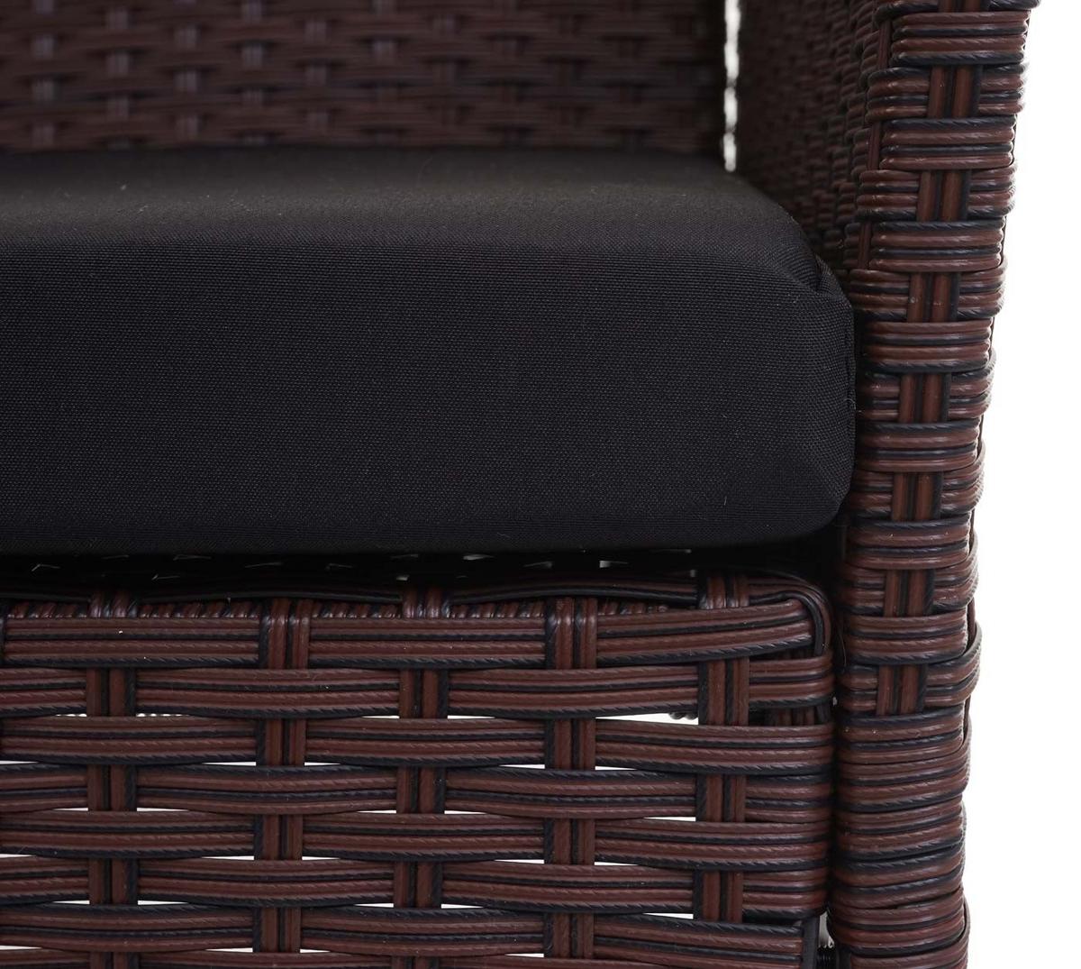 POLY-RATTAN GARTENBANK Braun, Schwarz - Schwarz/Braun, Kunststoff (106/83/60cm) - MCW