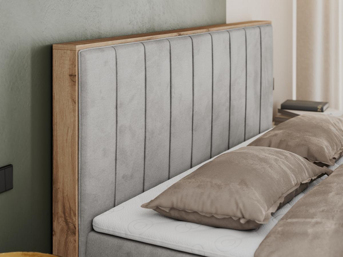 BOXBETT BELLISSIMO 140/200 Hellgrau Velvet - H4 - Hellgrau, Holz/Textil (140/200cm) - MKS