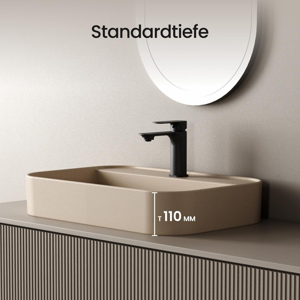 WASCHBECKEN Rechteck Abgerundete Ecken R Mattbeige 40 / 50 / 11 cm - Beige, Keramik (50.2/11/40.1cm) - EMKE