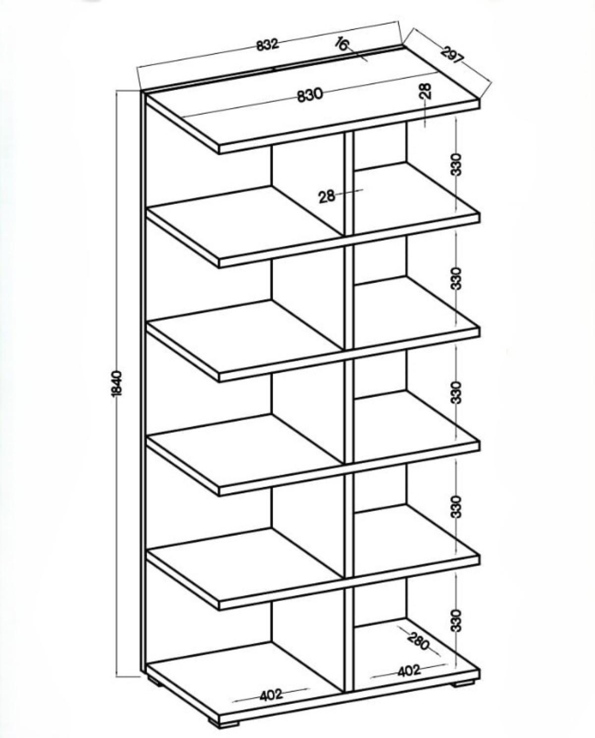 BÜCHERREGAL DUOMO 83,2x29,7x184 cm, Regal Sonoma Eiche - Sonoma Eiche, Holzwerkstoff (83.2/184/29.7cm) - MASSENO