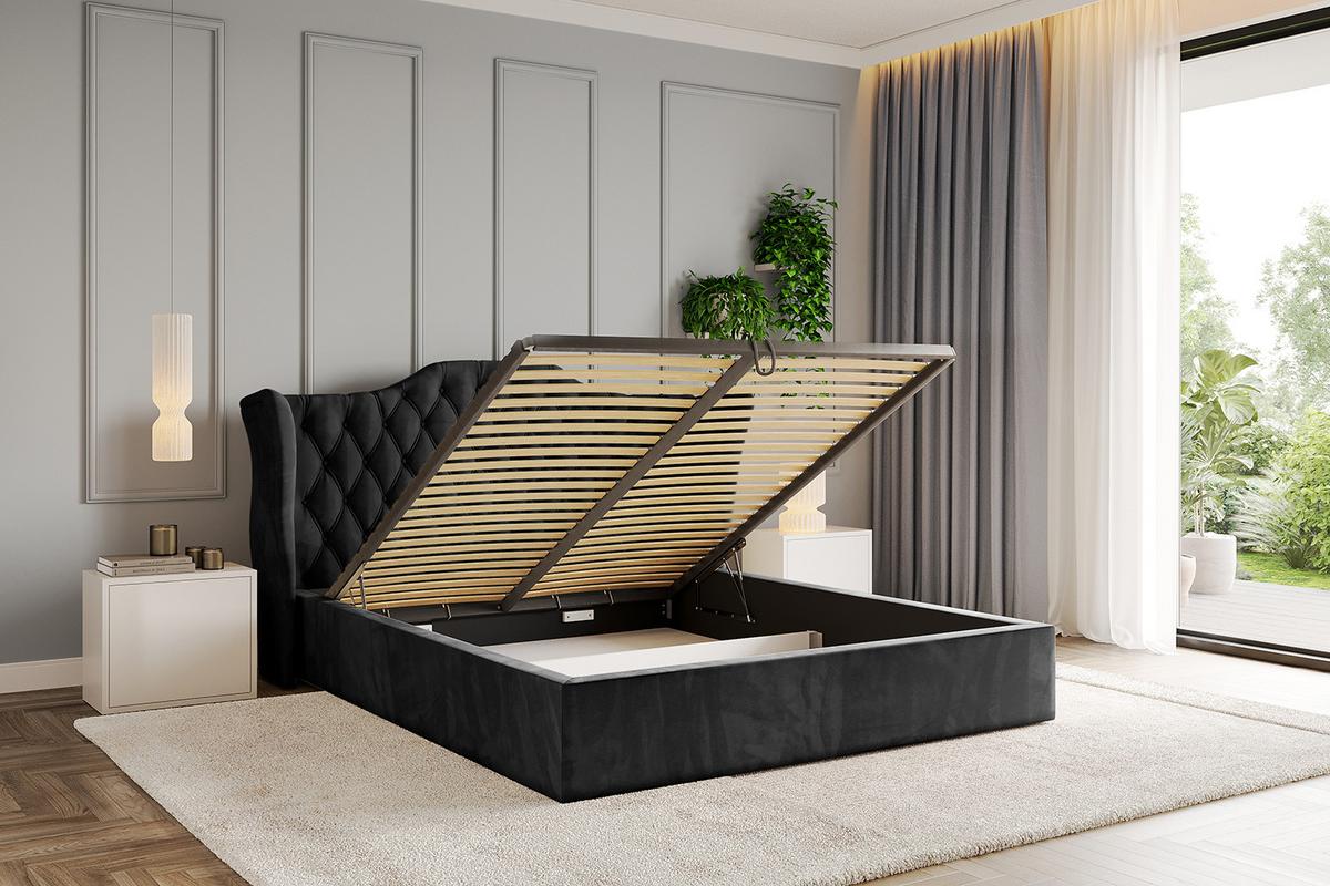 POLSTERBETT mit Bettkasten und Lattenrost, Boxbett ohne Matratze - ZORAN 140x200 Schwarz - Schwarz, Holzwerkstoff/Textil (140/200cm) - ALTDECOR