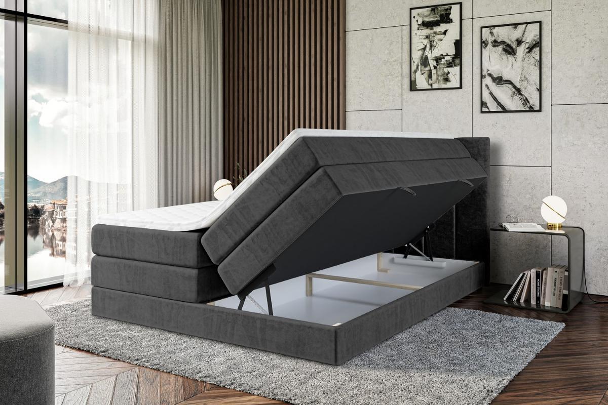 BOXSPRINGBETT MOETI KING - 200x200 - H3/H4 - Schwarz - Schwarz, Holzwerkstoff (200/200cm) - ALTDECOR