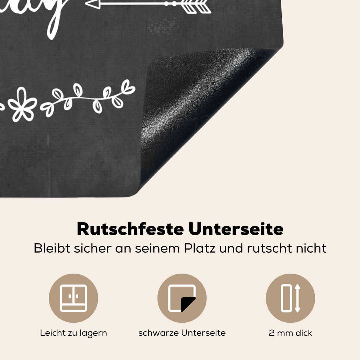 HERDABDECKPLATTE Zitat - Einen schönen Tag - Grau - Weiß Abdeckung Ceranfeld 58.3x51.3 cm - Anthrazit, Kunststoff (58.3/51.3/0.2cm) - MuchoWow