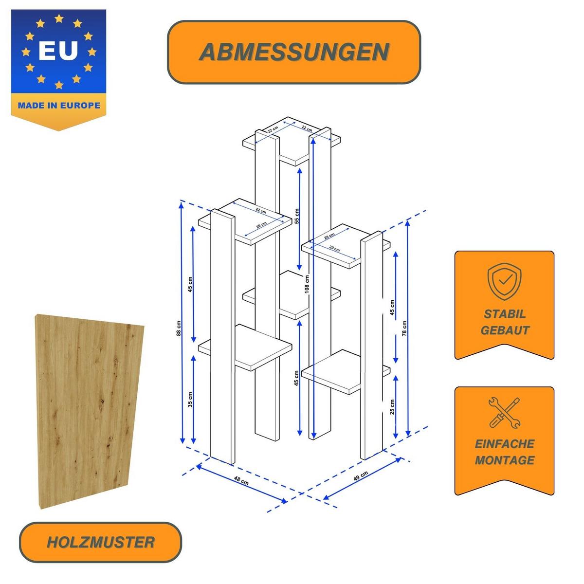 BLUMENSTÄNDER M6 - Eiche Artisan, Holzwerkstoff (49/108/48cm) - RAUMHIRSCH FURNITURE